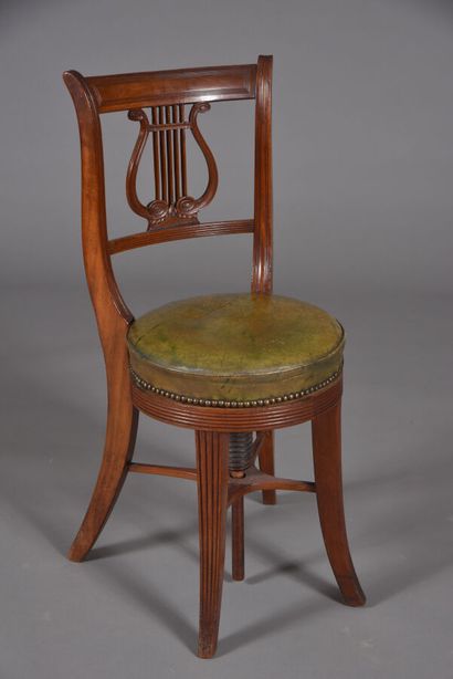 Small harpist's chair in mahogany and mahogany...