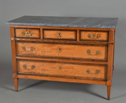 * Walnut and stained natural wood chest of...
