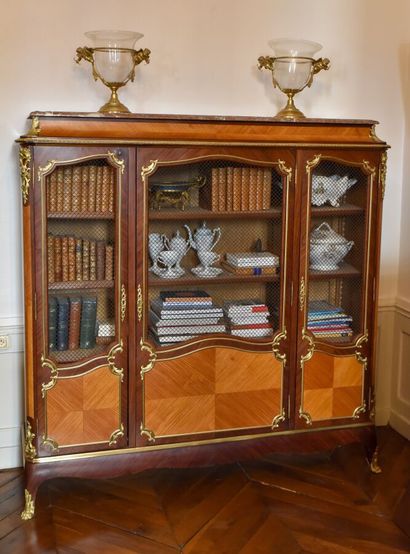 Rosewood and violetwood veneered bookcase,...