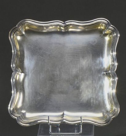 null Square serving tray with contours and fillets. 
Minerve hallmark. Goldsmith,...