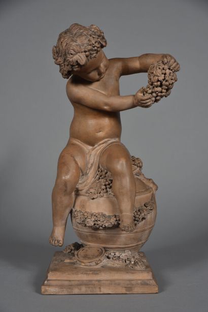 Terracotta subject depicting Bacchus holding...