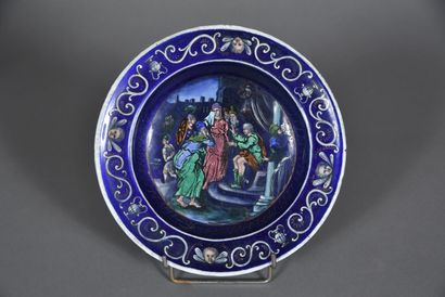 Renaissance-style soup plate in polychrome...