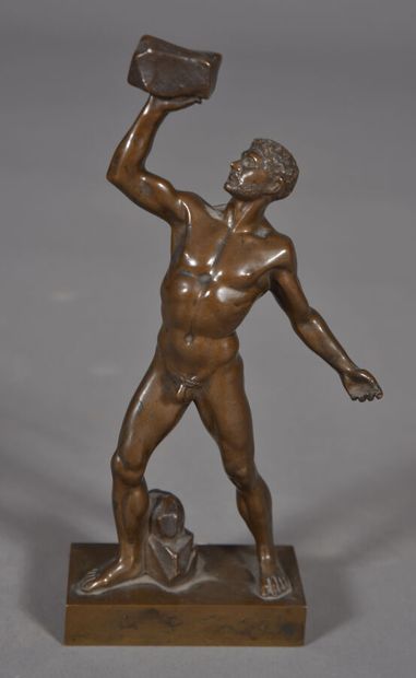 Proof in patinated bronze of a nude athlete...