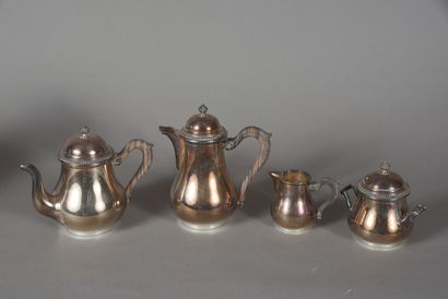 null * Silver tea and coffee set including a teapot, a coffeepot, a sugar bowl and...