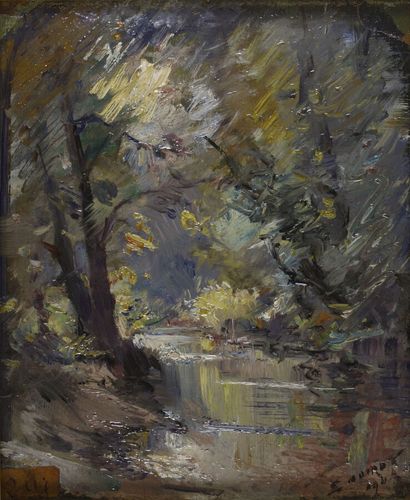 Emile NOIROT (1853-1924).
Stream in an undergrowth,...