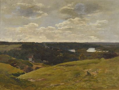 Léon Pierre HERPIN (1841-1880).
Paysage surplombant...