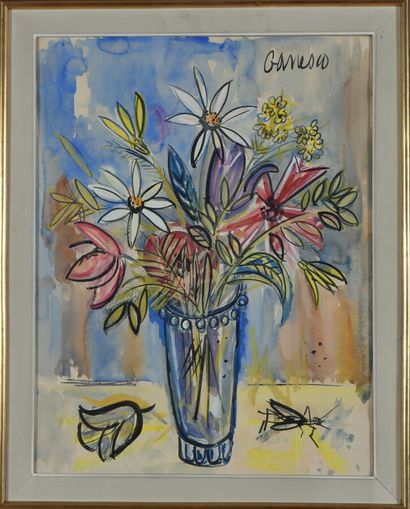 null * Alexandre GANESCO (1910-1979).
Vase of flowers.
Watercolor.
Signed upper right.
Sight:...