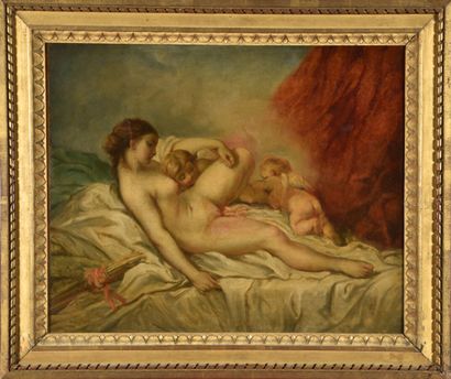 null BOUCHER François (After)
Paris 1703 - id. ; 1770
Reclining Venus observed by...