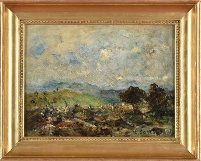 Louis Hilaire CARRAND (1821-1899).
Landscape.
Oil...