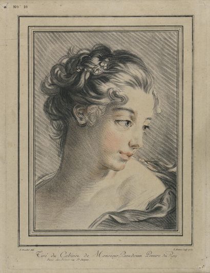 null After François BOUCHER (1703-1770)
Head of a woman. 1767
Cf. Pierrette jean-Richard...