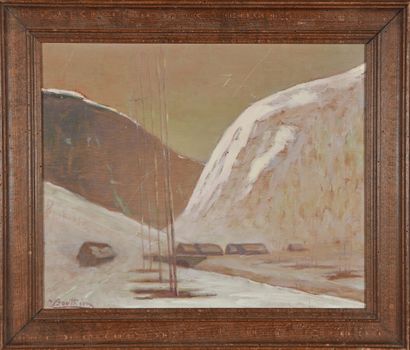 Charles BOUTHÉON (1877-1949).
Snowy landscape.
Oil...