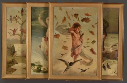 André GILL (1840-1885)
The four seasons.
Oil...