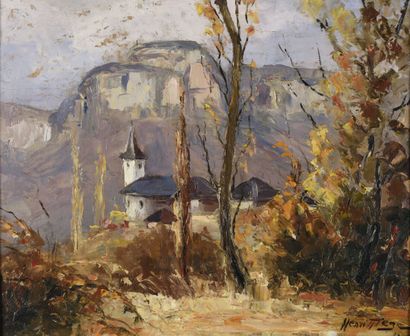 Henri MEGE (1904-1984).
Le clocher de Saint-Jean-d'Arvey,...