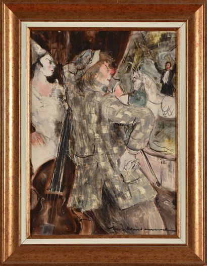 null Marcel CHARBONNEL (1901-1981).
Backstage at the circus.
Oil on isorel.
Signed...