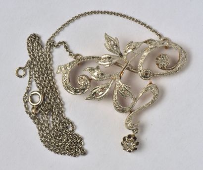 18K (750/oo) white gold forçat link necklace...