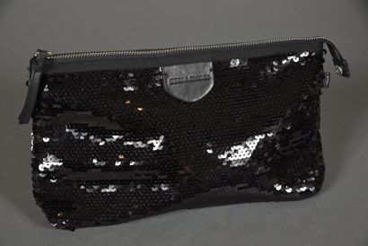 SONIA RYKIEL. Black sequin clutch with zipper...
