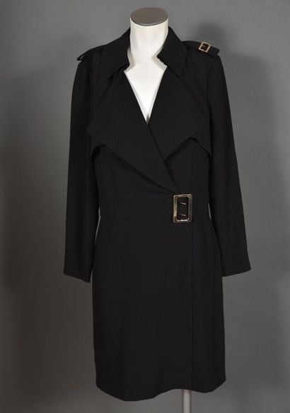 BURBERRY. Trench-style dress in black acetate...