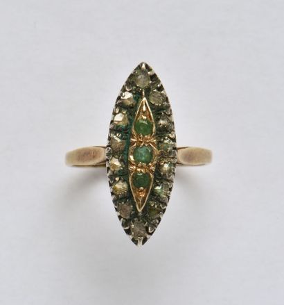 Marquise ring in 18K (750/oo) gold and 800/oo...