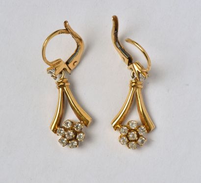 Pair of 18K (750/oo) yellow gold dormeuse,...