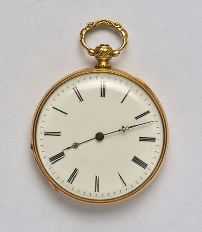 null DELASSALLE Fils in St Étienne: 18K yellow gold (750/oo) gousset watch, round...