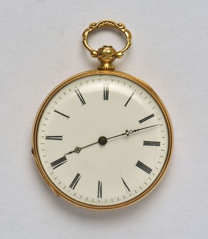 null DELASSALLE Fils à St Étienne : Montre de gousset en or jaune 18K (750/oo), cadran...