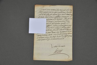 LOUIS XIV. Lettre signée (signature autographe)...
