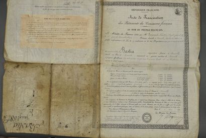 null MARINE. Grand document sur parchemin (52 x 35 cm), 4 pp. en partie imprimées....