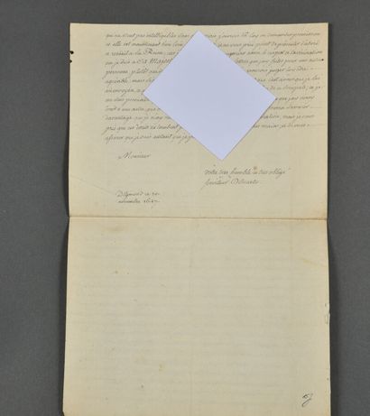 null [René DESCARTES]. Manuscrit du XVIIIe, 4 pp. in-folio.
Copie ancienne de 2 lettres...