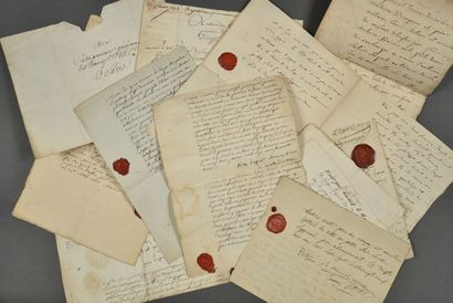 CACHETS DE CIRE. 10 documents du XVIIIe.
Lettres...