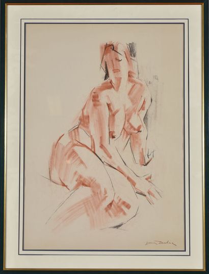 Jean DULAC (1902-1968).
Seated nude.
Charcoal...