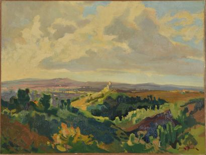 Jean DULAC (1902-1968).
Paysage à la tour...