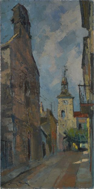 Jean DULAC (1902-1968). 
The belfry and church...