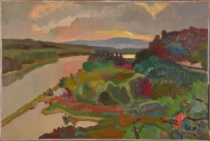 Jean DULAC (1902-1968).
The Rhône at Millery,...