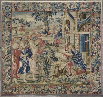 FLANDERS. Large polychrome tapestry depicting...
