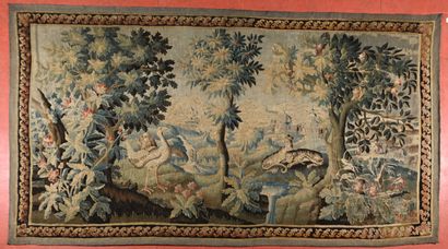 AUBUSSON. Large tapestry depicting blooming...