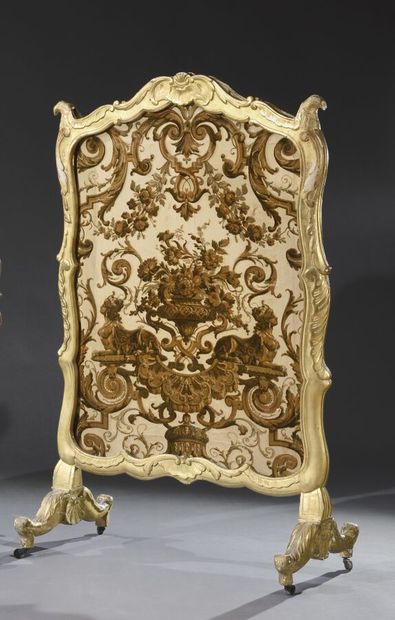 Regency wood mantel screen, carved and gilded,...
