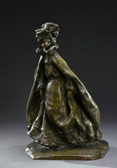 null Louis DEJEAN (1872-1954)
" En promenade ", modèle créé en 1901. Épreuve en bronze...