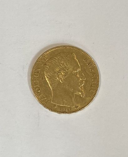 null 1 pièce de 20 francs or Napoléon III tête nue 1858 
Poids : 6,4 g 

LOT VENDU...