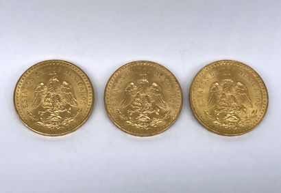 null Trois pièces de 50 pesos mexicains en or 1821-1947
Poids : 124,9 g

LOT VENDU...
