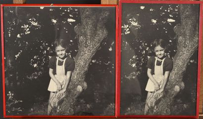 null Lot de deux photographies en noir et blanc d'une enfant près d'un arbre
28,7...