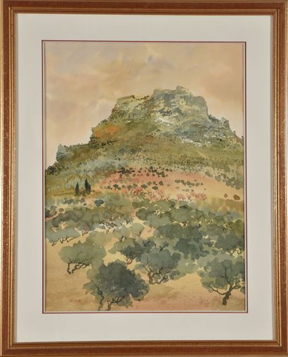 null Pierre RISCH (né en 1943).
Paysage provençal.
Aquarelle sur papier.
Signé en...