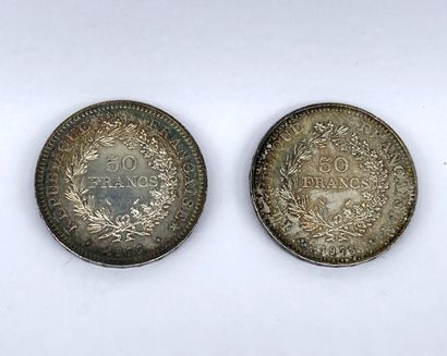 null Deux pièces de 50 francs argent Hercule 1977 et 1978.
Poids : 59,7 g

LOT VENDU...