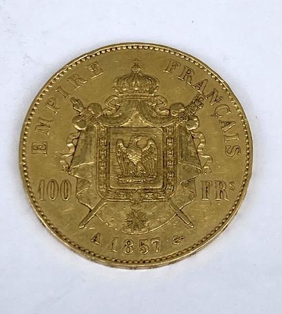 null 1 pièce de 100 francs or Napoléon III tête nue 1857
Poids : 32,2 g 

LOT VENDU...