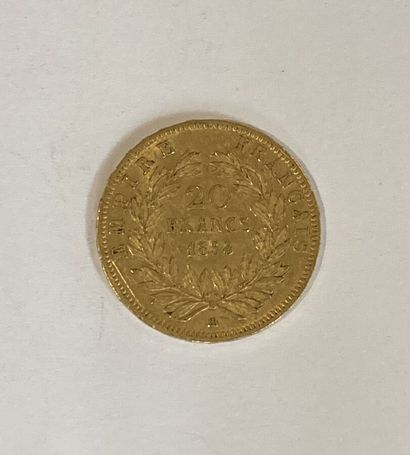 null 1 pièce de 20 francs or Napoléon III tête nue 1858 
Poids : 6,4 g 

LOT VENDU...