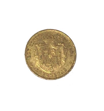 null 1 pièce de 20 pesetas or Espagne, Alfonso XIII de 1889.
Poids : 6,4 g 

LOT...