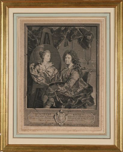  Jean DAULLÉ (1703-1763)
Portrait de Hyacinthe Rigaud. 
Epreuve d'un tirage du XIXème... Gazette Drouot