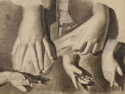 Antoine BERJON (1754-1843) Antoine Berjon (1754-1843)

Etudes de mains et sein

Crayon...