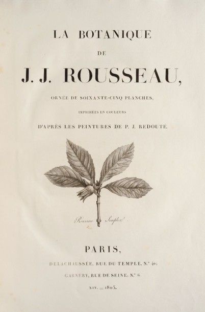 null Rousseau (Jean-Jacques) :

La Botanique, ornée de soixante-cinq planches imprimées...