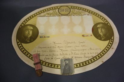 null Médaille Commémorative en demi-taille avec un diplôme attribué à un soldat du...