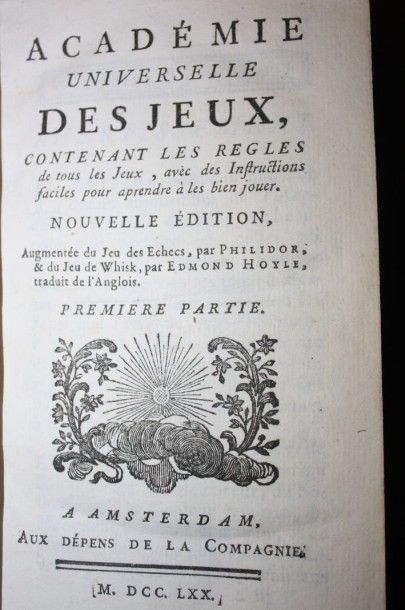 null Académie Universelle des Jeux. Nouvelle édition. Amsterdam, 1770, in-12 veau...